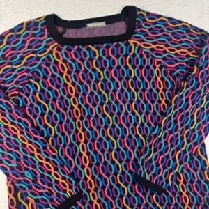 Montecarlo Men's Multicolor Geometric Knit Sweater Crosby Style Crewneck Medium